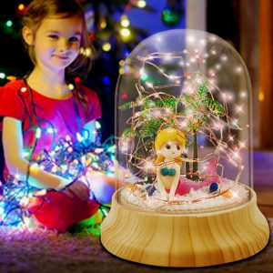 OROMYO Mermaid Terrarium Kit DIY Light-Up Mermaid Toys Night Light Make Your Own Mermaid Night Light for Kids Handmade Princess Art Crafts Set for Girls Bedroom Decor
