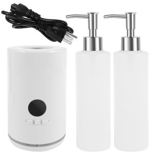 Massage Oil Warmer with 2 Oil Bottle Dispenser Portable Oil Warmer Bottle with Ambient Light Easy to Use Lotion Heater Dispenser Temperature Adjustable for Home Salon Spa Massage