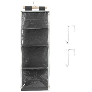 Hanging Yarn Storage with 4 Large Pockets Large Capacity Knitting Organizer Storage with Zippers Clear Hanging Yarn Storage Organizer for Knitting Needles Crochet Hooks