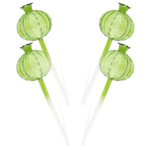 4Pcs Plant Watering Globes Cactus Style Self Watering Planter Insert Green Glass Plant Watering Devices Self Watering Bulbs Automatic Mini Irrigation System for Plant Gardening