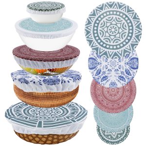 10Pcs Cloth Bowl Cover Reusable Fabric Bowl Cover Elastic Food Bowl Cover Portable Bowl Top Cover Travel Bowl Cover Food Storage Bowl Cover for Party Picnic Home Travel