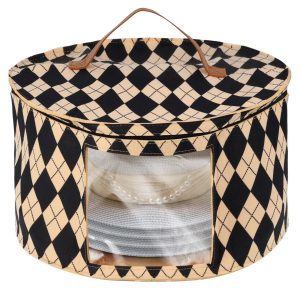 Hat Storage Box with Clear Side Window Non Woven Hat Box with Handle Enduring Cap Carrier Case for Home Travel