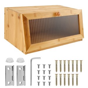 Bread Box Wood Bread Storage Container Large Capacity Bread Bin Practical Bread Container Lightweight Bread Storage Bin Space Saving Bread Holder Box for Bread Kitchens