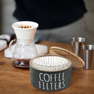 Coffee Filter Holder Wooden Coffee Filter Storage Container with Lid Multipurpose Coffee Filter Dispenser Sturdy Coffee Pod Organizer Coffee Filter Basket for Bar Counter Coffee Bar Decor