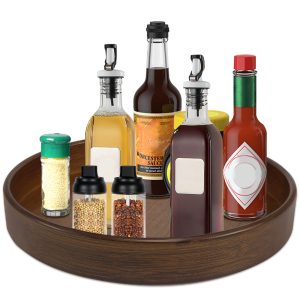 Wood Lazy Susan Organizer Round Lazy Susan Turntable Rotatable Lazy Susan Turntable Organizer Practical Kitchen Turntable Organizer for Centerpiece Table Spices Pantry