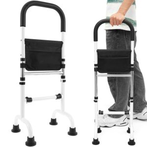 Elderly Stand Assist Aid Adjustable Height Senior Mobility Standing Aid Rail Nonslip Mobility Support Device with Storage Bag for Elderly