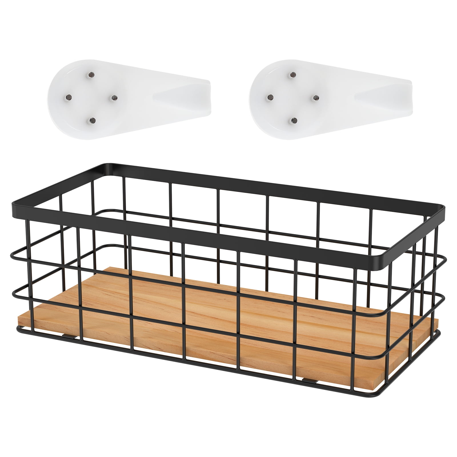 Metal Basket with Wood Base Rectangular Metal Wire Basket Elegant Metal Wire Storage Basket Decorative Toilet Paper Basket Versatile Bathroom Basket for Bathroom Kitchen