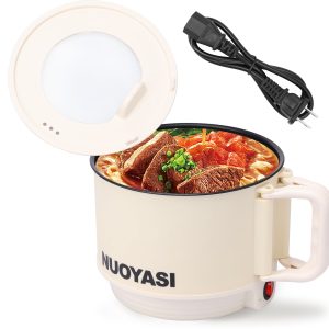 Electric Hot Pot with Over Heating and Dry Burning Protection Nonstick Electric Ramen Cooker 1.8L 450W Electric Pot Portable Hot Pot Electric Cooker for Ramen Steak Fondue Soup