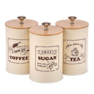 Coffee Sugar Tea Canister Set Solid Large Capacity Metal Vintage Kitchens Containers Kit Versatile Airtight Canister Sets Pretty Sugar Tea Storage Containers Pots for Kitchens