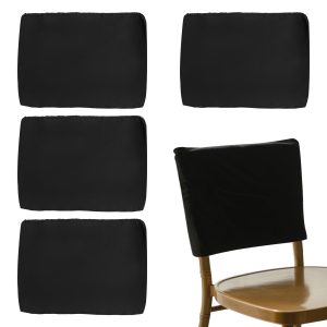 4Pcs Dining Chair Back Covers Elastic Polyester Chair Back Protective Cover Dustproof Backrest Slipcover Grey/Black for Home Office 19X13.7 inch