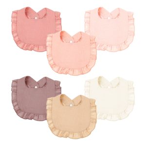 6Pcs U Shape Soft Baby Drooling Bib Adjustable Ruffle Edge Bandana Drool Bib With Press Stud for Unisex Boy and Girl