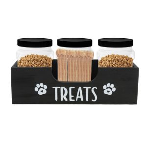Wood Dog Treat Container Large Capacity Dog Food Storage Holder Practical Cat Treat Container Pet Accessories for Pet Food Storage