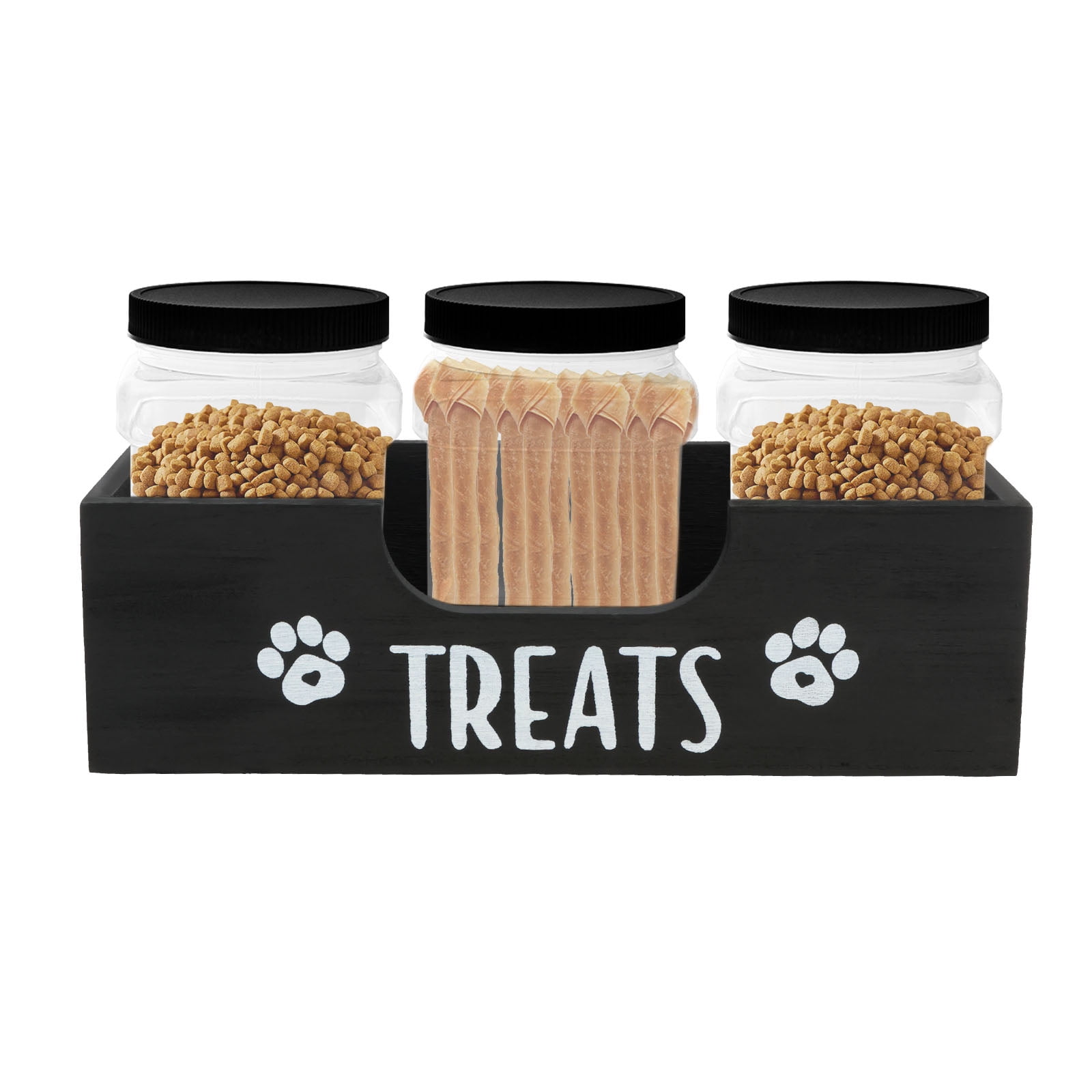 Wood Dog Treat Container Large Capacity Dog Food Storage Holder Practical Cat Treat Container Pet Accessories for Pet Food Storage