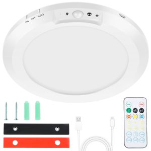 Motion Sensor Ceiling Light 3 Working Modes Magnetic Ceiling Light 3 Light Brightness Wireless Ceiling Light Rechargeable Ceiling Light Practical Cordless Ceiling Light for Bathroom