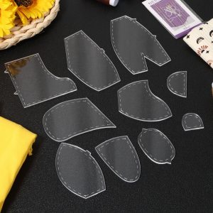 10Pcs Memory Bear Template Ruler Set 10/12/15 Inch Acrylic Memory Bear Pattern Template Bear Sewing Template Bear Quilting Template Ruler with Instruction for Sewing