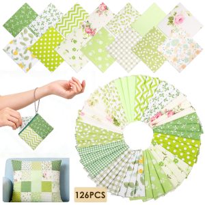 126 Pcs Assorted Charm Pack for Quilting Cotton Fabric Square 5 x 5 Inch Precut Quilted Fabric Floral Patchwork for Sewing DIY Craft
