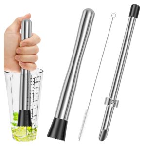 Straw Puncher and Muddler for Lemonade, Stainless Steel Muddler, Versatile Straw Hole Puncher for Fresh Squeezed Coffee Shop Lemonade Stand Home