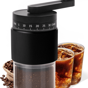 Jetcloudlive Manual Coffee Grinder with Ceramic Burr, 35 Adjustable Settings, 30g Beans & 80ml Powder, Detachable Handle for Espresso, French Press, Camping