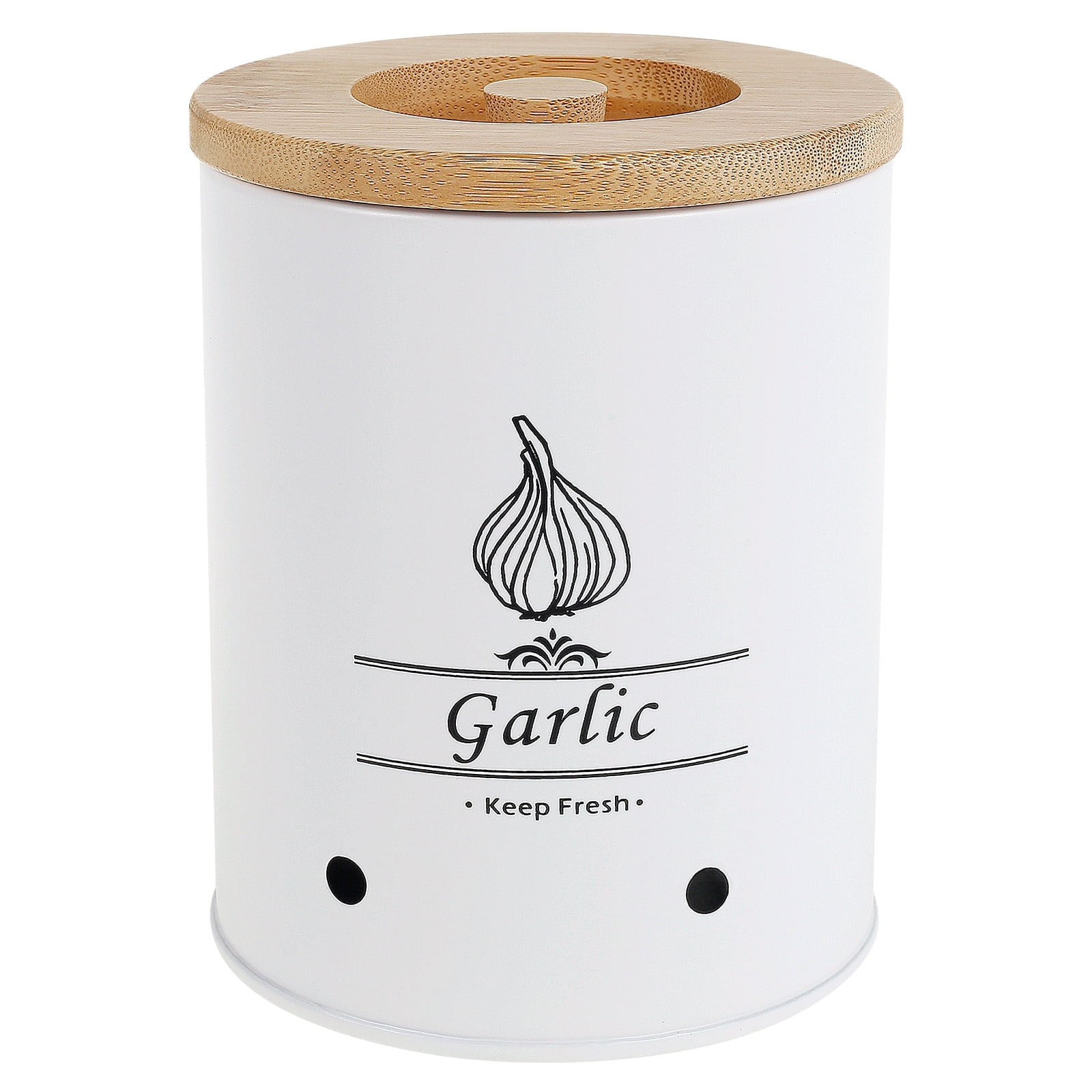 Garlic Keeper Fresh Keeping Versatile Garlic Holder Garlic Storage Box with Wood Lid Ventilated Garlic Storage Container Large Capacity Garlic Saver for Kitchens