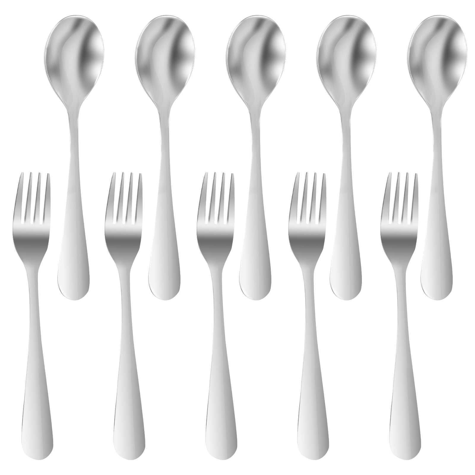 Tcwhniev 10 Pieces Kids Silverware Set, 304 Stainless Steel Toddler Utensils, Hammered Style Kids Spoons and Forks, Children Cutlery Includes 5 Kid Spoons, 5 Kid Forks for Home Preschools