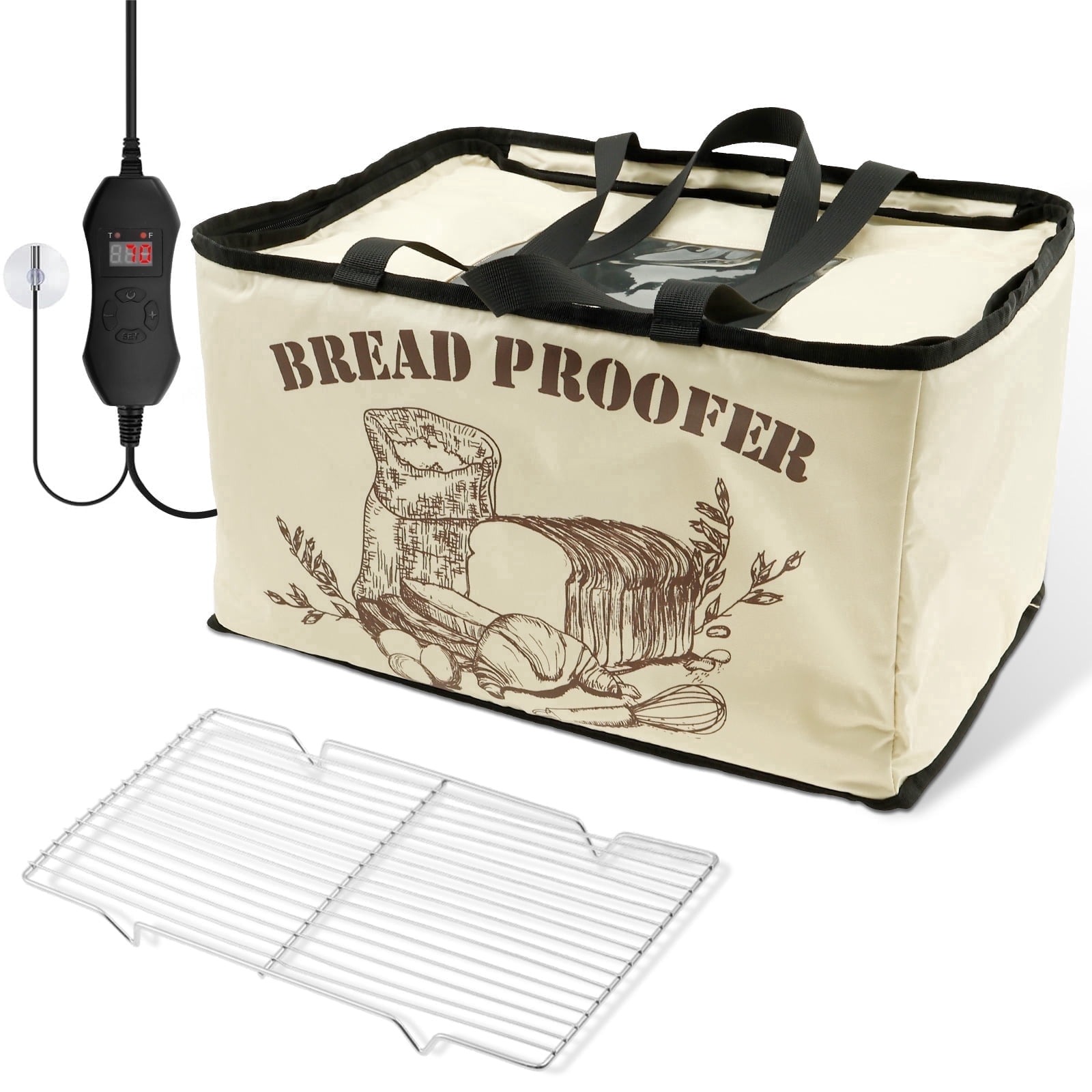 FVKRNYZ Oxford Cloth Bread Proofing Box Versatile Dough Proofer with Shelf Adjustable Temp (50-113??F) & 0?C12H Timer for Home Bread & Pizza Baking