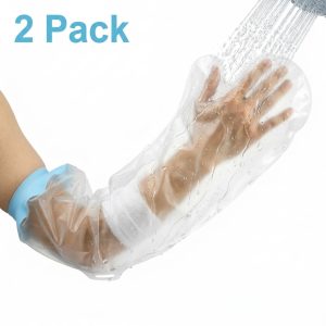 FVKRNYZ Cast Covers for Shower Arm, Waterproof Cast Cover Reusable Shower Sleeve to cover arms for Adult Elastic Cast Bag for Bandage 2 Pack