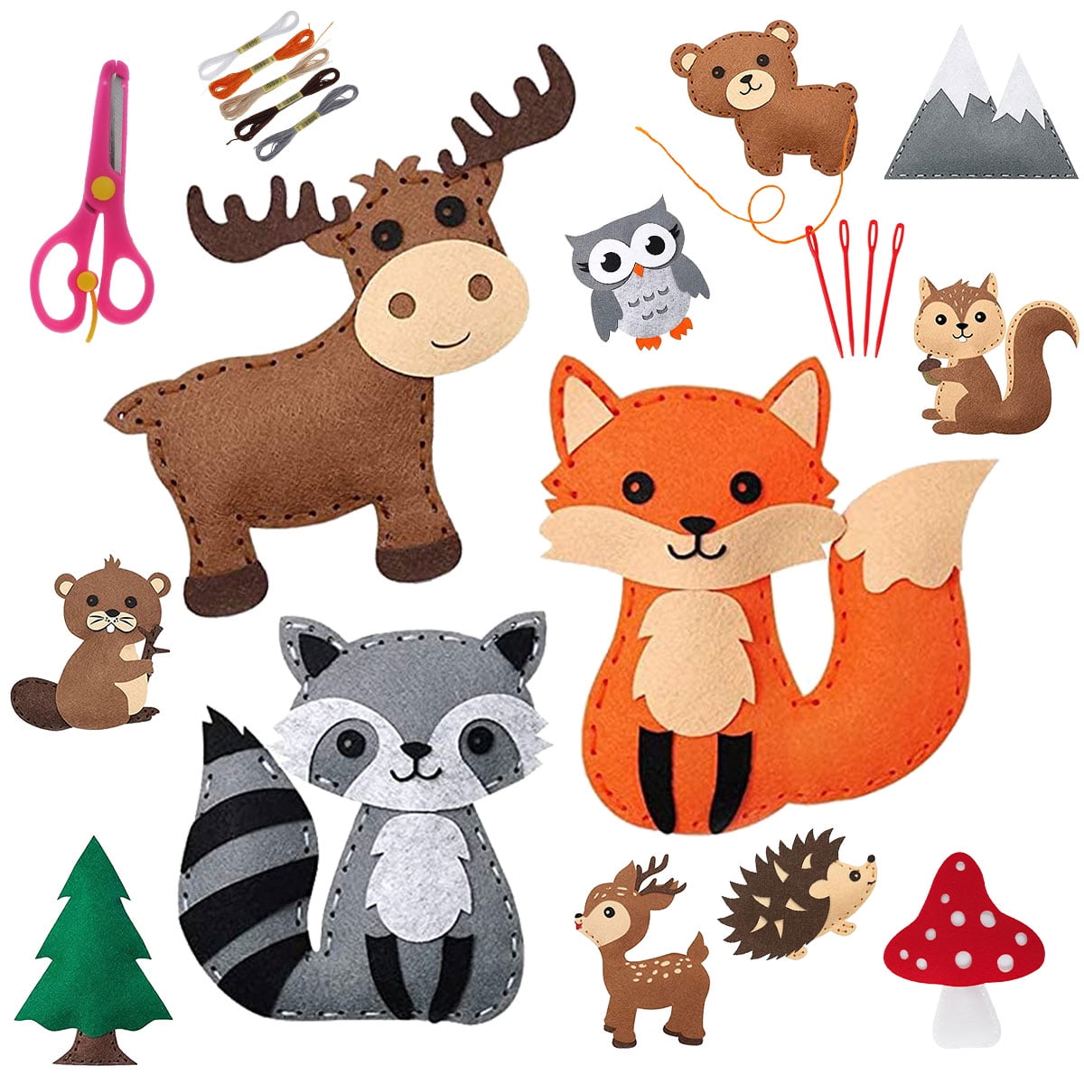Rzvnmko Beginners DIY Sewing Felt Kit Creatures for Kids Educational Set Art Toy