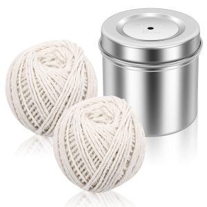 Xiyztok Kitchen Twine with Stainless Steel Dispenser, 2 Pack 2MM 216FT Cotton Butcher Twine Natural Cooking Strings for Meat Turkey Roast
