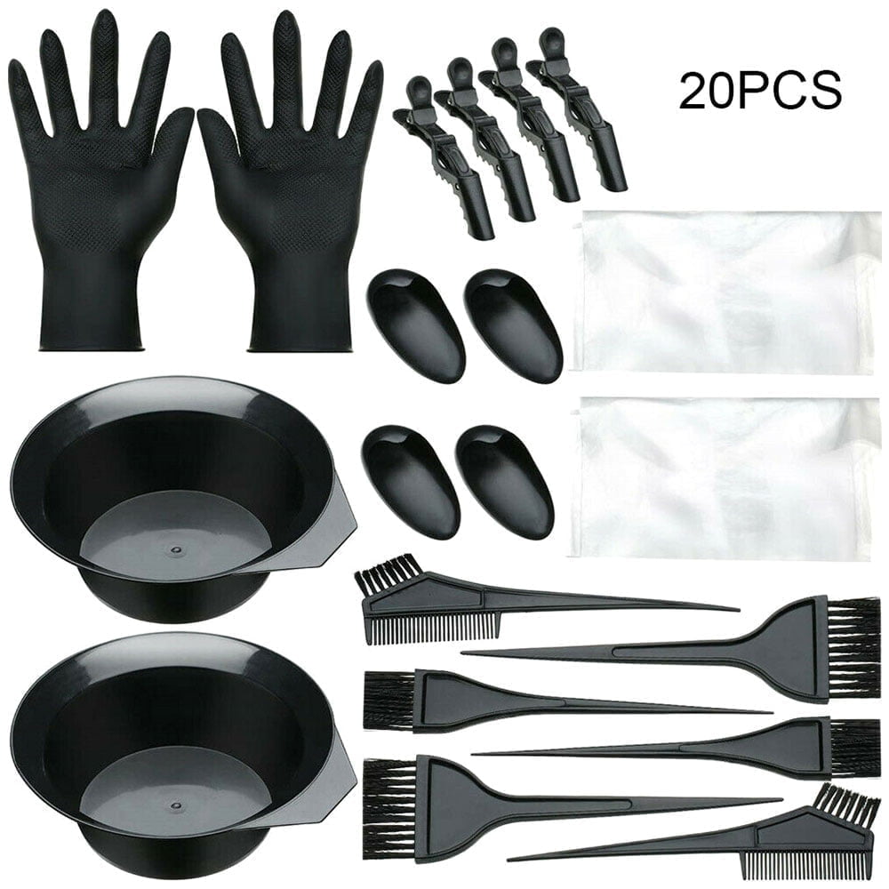 EUWBSSR Salon Hair Coloring Dyeing Kit Include Bowl Dye Brush Ear Cover Gloves Coloring DIY Tools