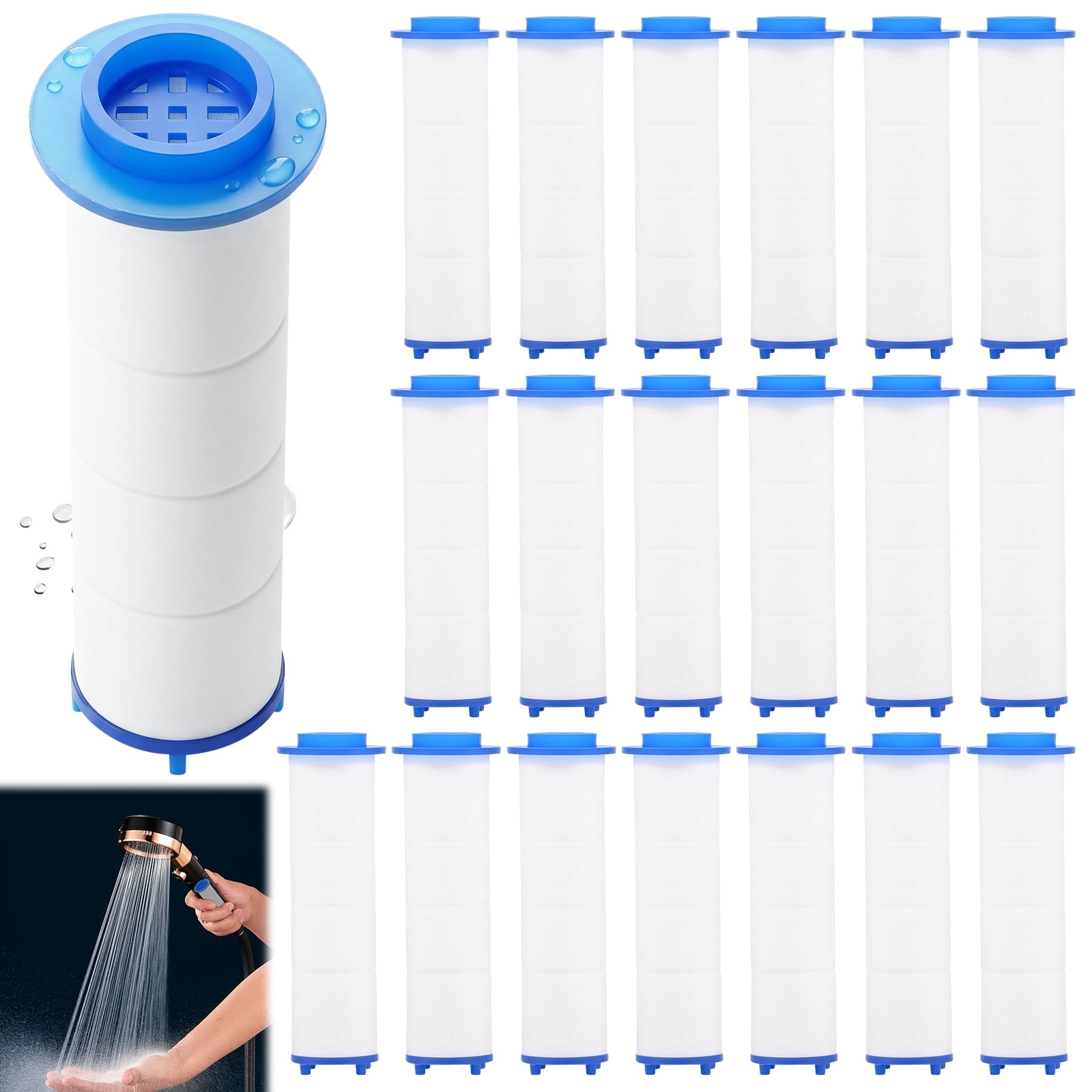 20 Pcs Shower Head Filter 2.95 inch PP Cotton Replacement Cartridge Water Filter Core Cotton for Handheld Showerhead