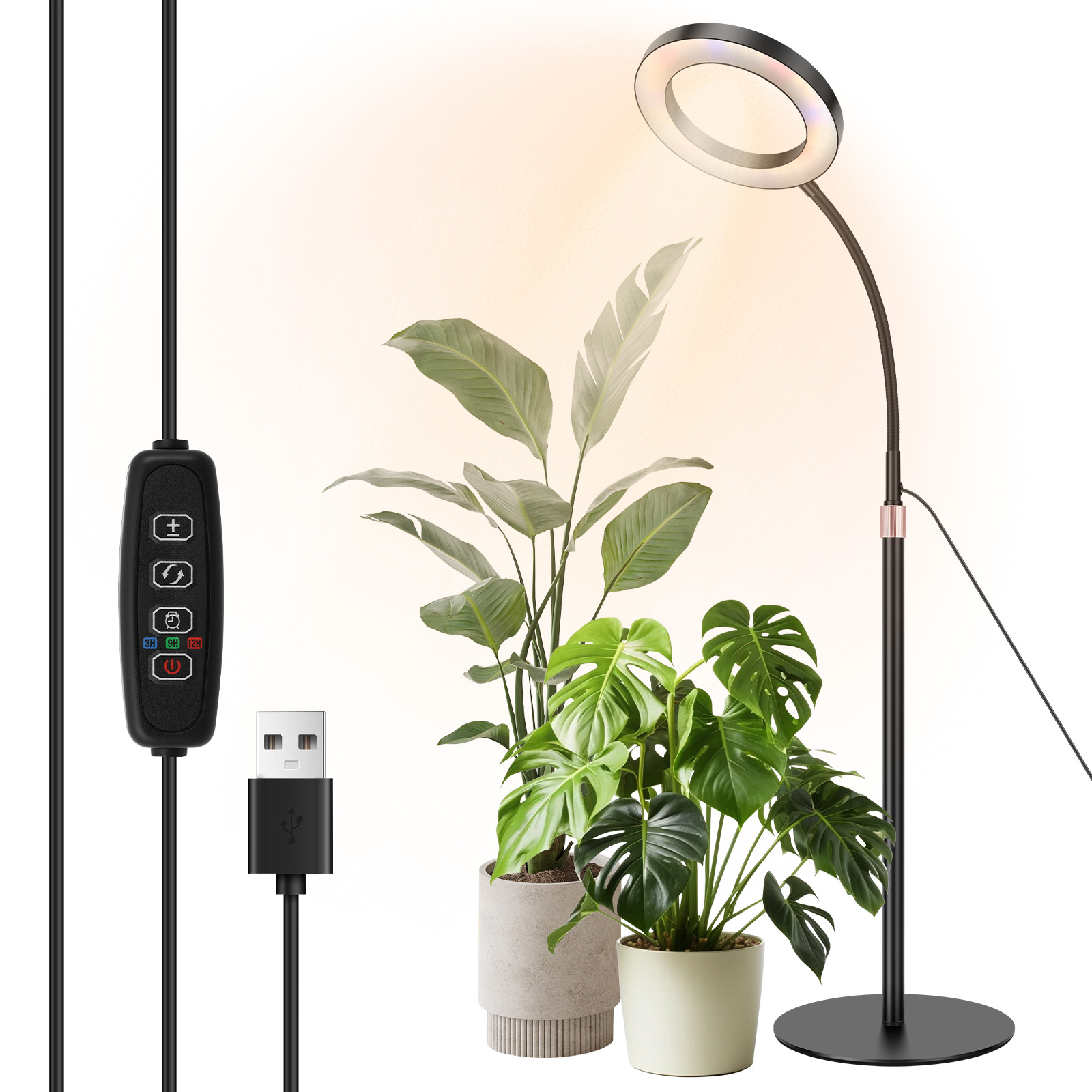 Grow Light for Indoor Plants??72LED Lamps with Full Spectrum & Red Blue Spectrum, 3/9/12H Timer, 10 Dimmable Level, 360??Adjustable Gooseneck,3 Switch Modes for Windowsill Bookshelf Corner