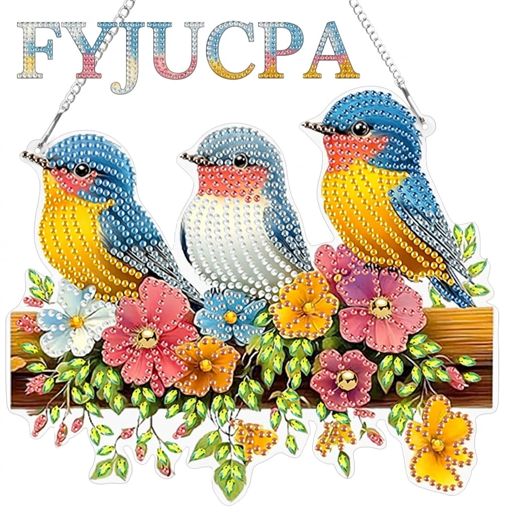 FYJUCPA Hanging Diamonds Art kit for Adult,Birds Pendant Diamonds Painting Art Kit Acrylic Diamonds Board Kit Ornament, Special Crystal Diamond Hanging Ornament