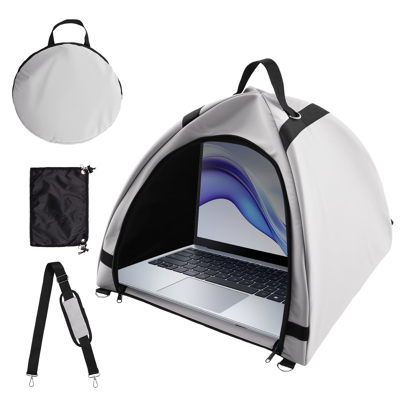 Laptop Sun Shade for Working Outside Foldable and Portable Laptop Sun Visor Hood Blocks Sunlight and Protects Privacy for Work Outdoor with Storage Bag