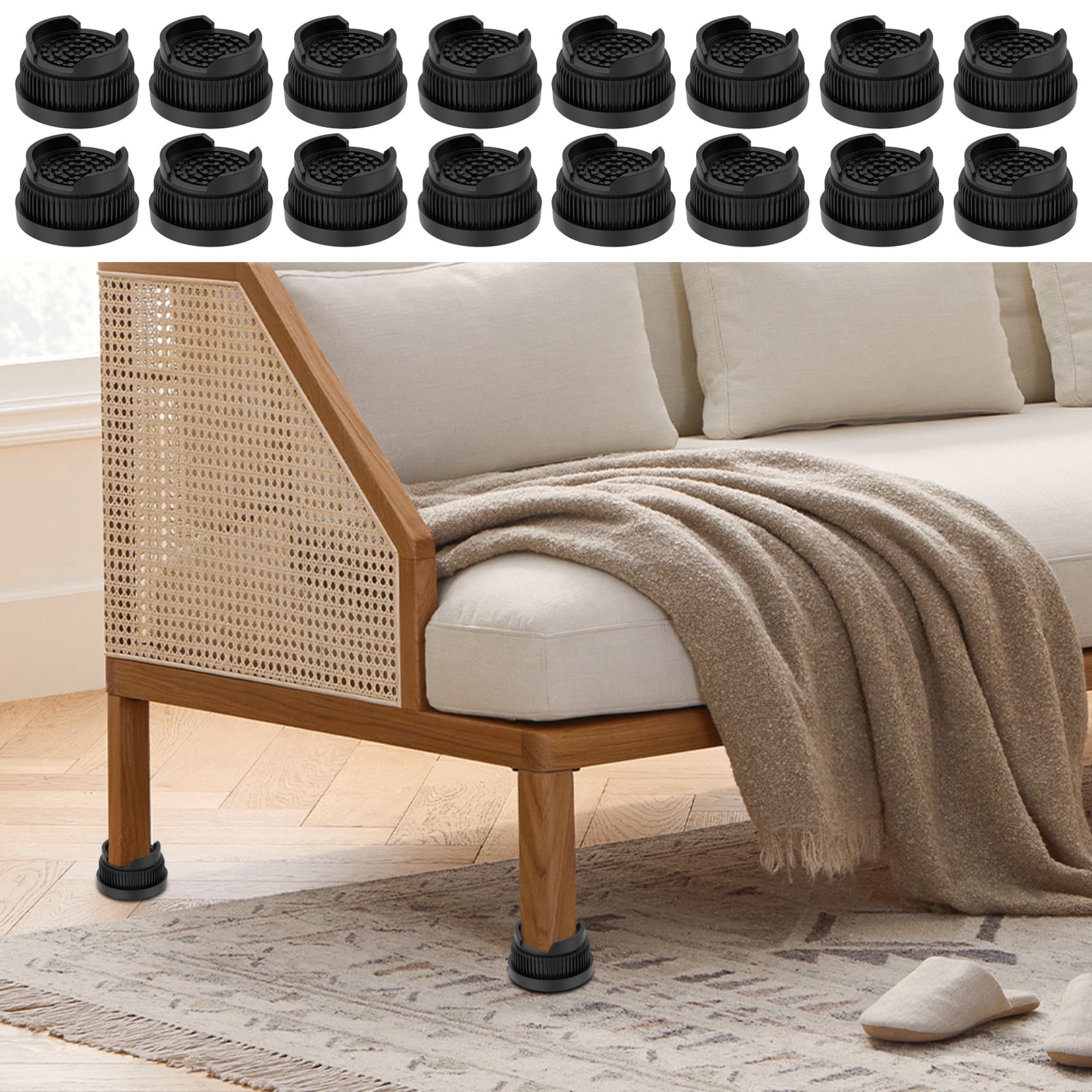 Tcwhniev 16Pcs Furniture Riser Heavy Duty Stackable Bed Riser Adjustable Table Leg Extender Versatile Bed Lifter with Non Slip Rubber Base for Table Desk Couch Chair Sofa Cabinet Bed