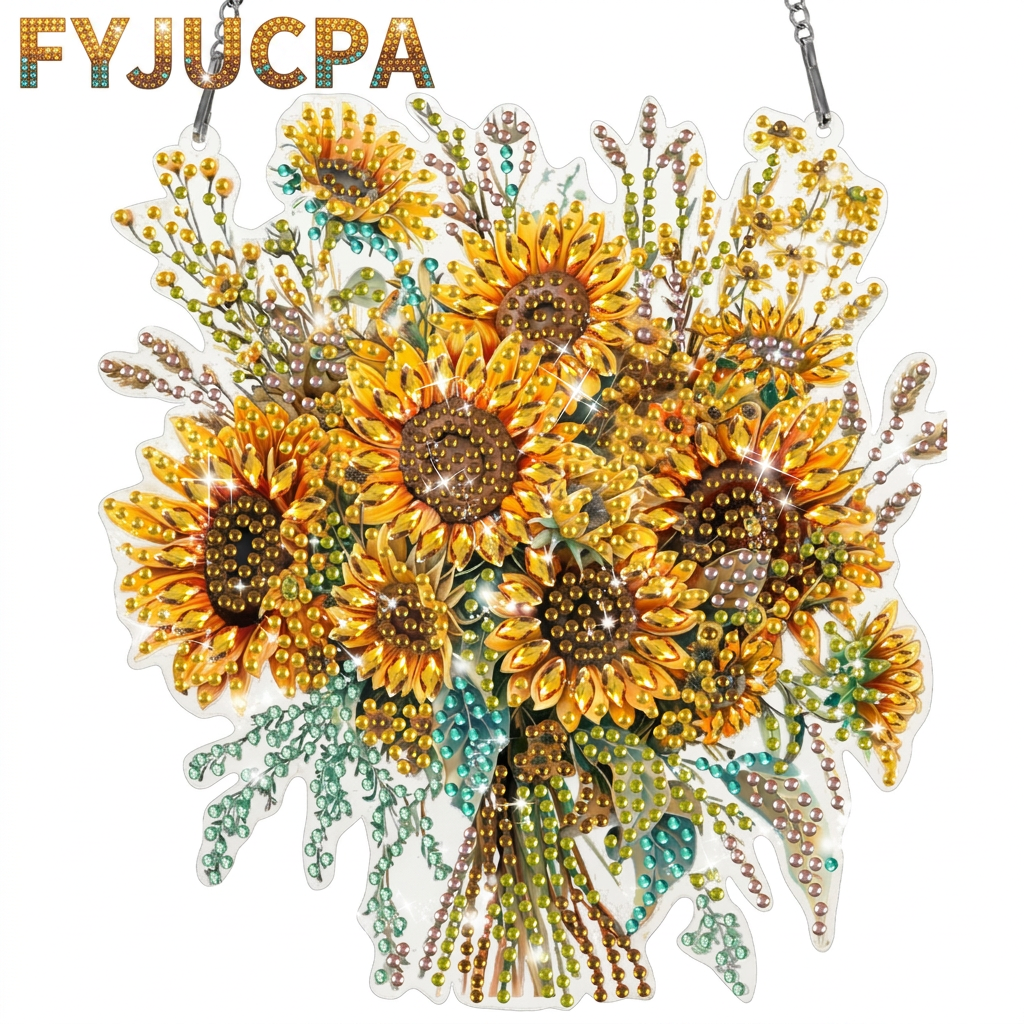 FYJUCPA Flower Diamond Art Hanging Kit for Adult Special Shape Rhinestone DIY Acrylic 5D Diamond Art Window Pendant Home Garden Wall Hanging Ornament Double Sided Flower