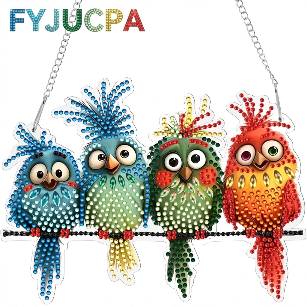 FYJUCPA Diamond Art Hanging Kit Bird DIY Diamond Art Painting Double Sided Diamond Art Craft Kit Painting Diamond Art Ornament for Living Room Bedroom