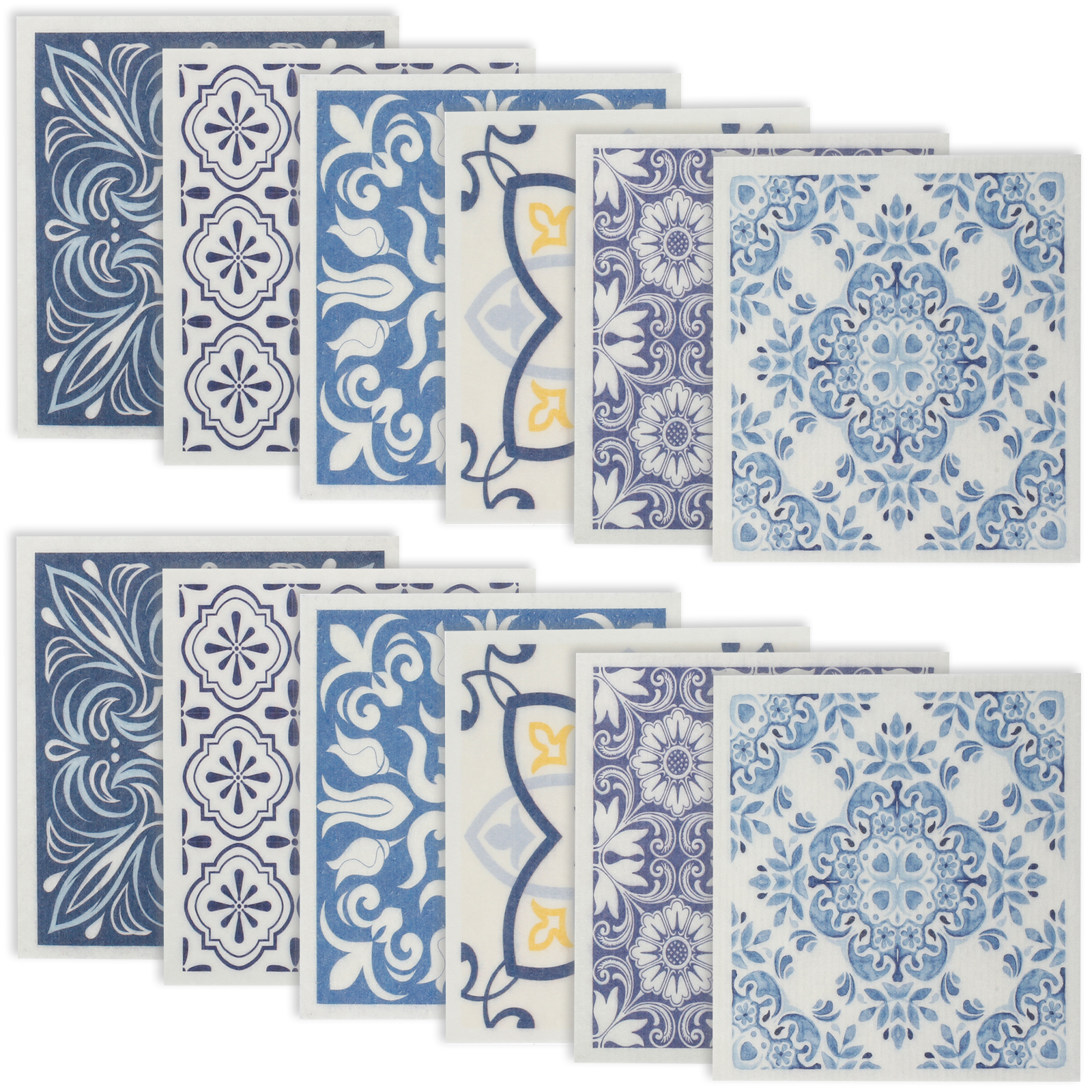 12 Pack Swedish Dishcloths, Reusable Kitchen Dish Towels, Biodegradable Cellulose Sponge Cloths for Washing Dishes, 7.7 x 6.7 in
