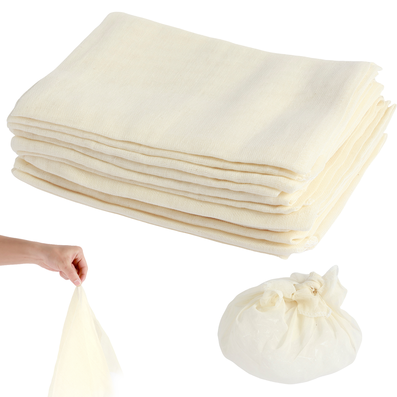 12Pcs Cheese Cloths Natural Unbleached Cotton Cheesecloth 20 inch Square Cheese Cloths Reusable Organic Cheesecloth Cotton Cloth Strainer for Coffee Brewing Juicing Straining Making