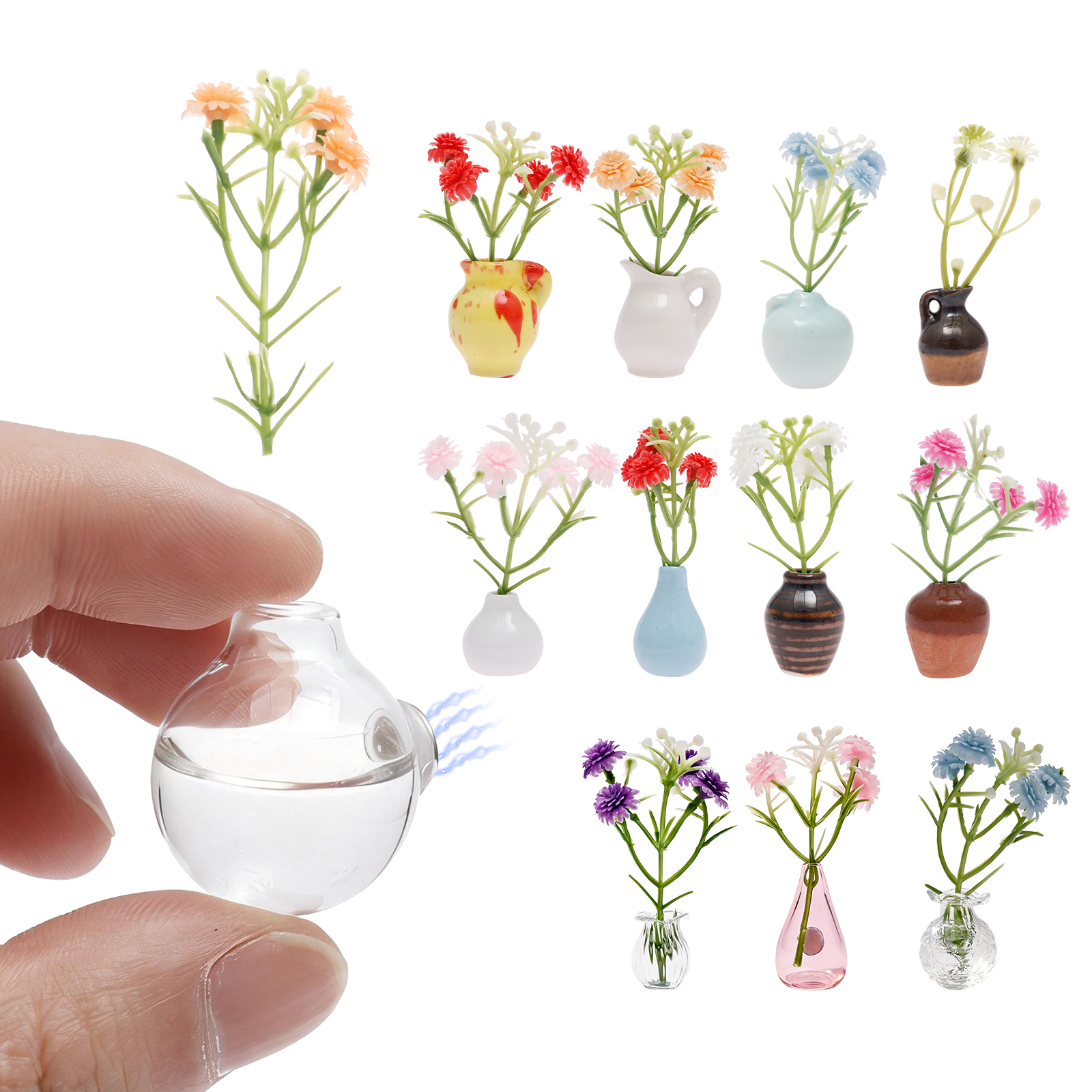 12/10-Pack Cute Mini Ceramic Vase Magnets for Fridge, Funny Small Plant Magnets ?C Tiny 3D Plant Vase for Refrigerator, Kitchen, Locker & Office Decoration