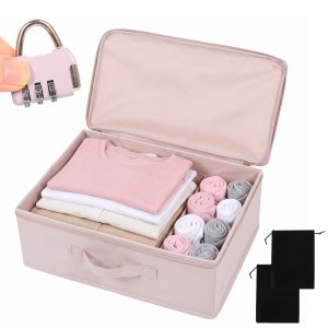 Discreet Lockable Storage Box for Personal Items, Waterproof Organizer Case with Combination Lock, 15" x 10" x 6.3"