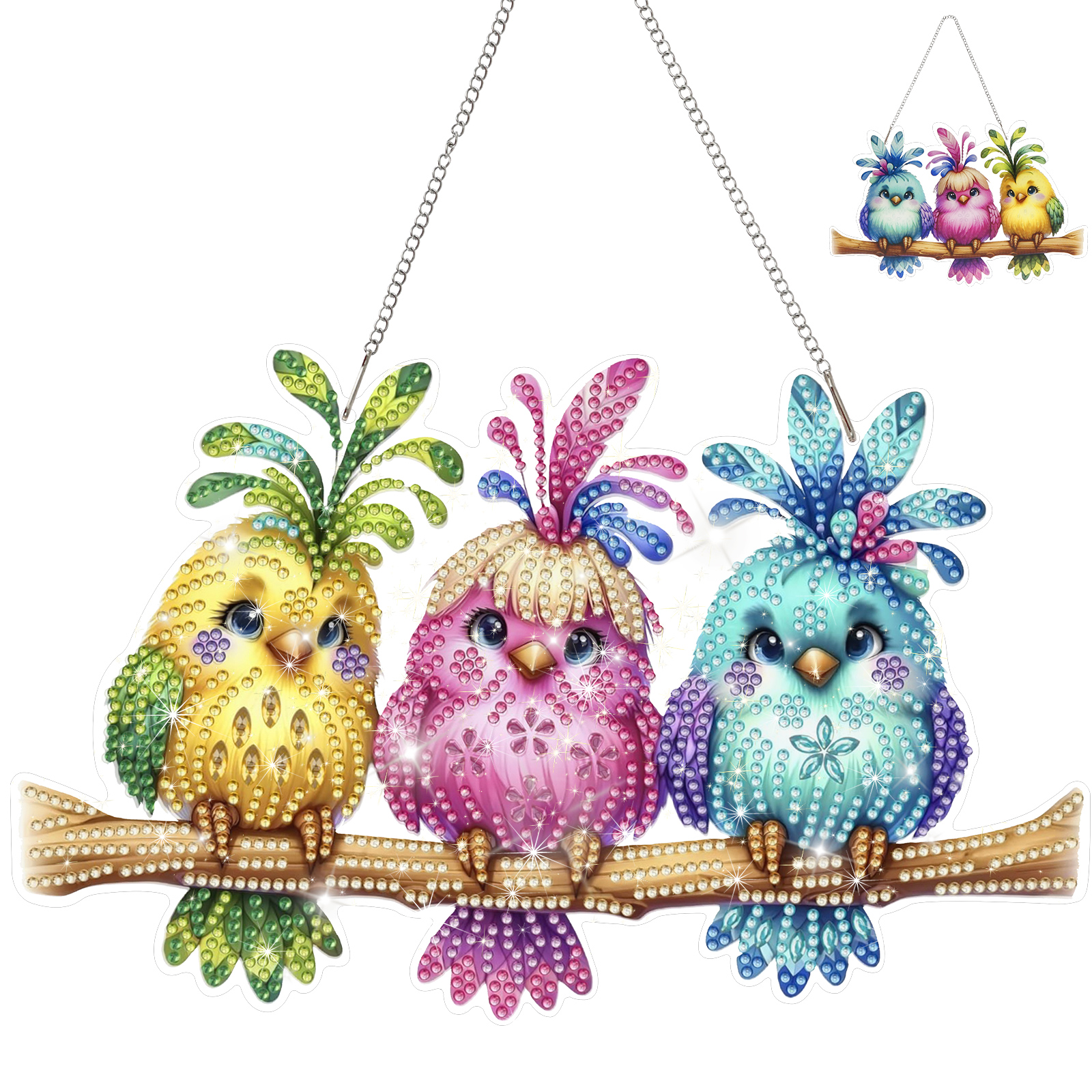 Diamond Art Kits for Adults Pendant Suncatcher, Double-Sided Acrylic Window Hanging Decor, Special Shaped Crystal DIY Paint with Diamonds Craft Set, Mother's Day Birthday Gift