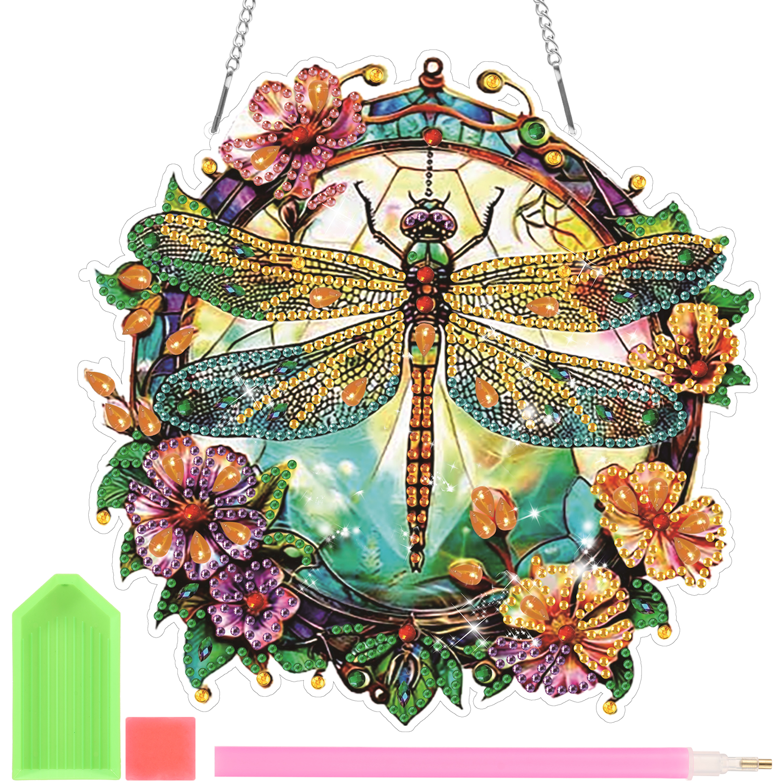 Diamond Art Kits for Adults Pendant Suncatcher, Double-Sided Acrylic Window Hanging Decor, Special Shaped Crystal DIY Paint with Diamonds Craft Set, Mother's Day Birthday Gift