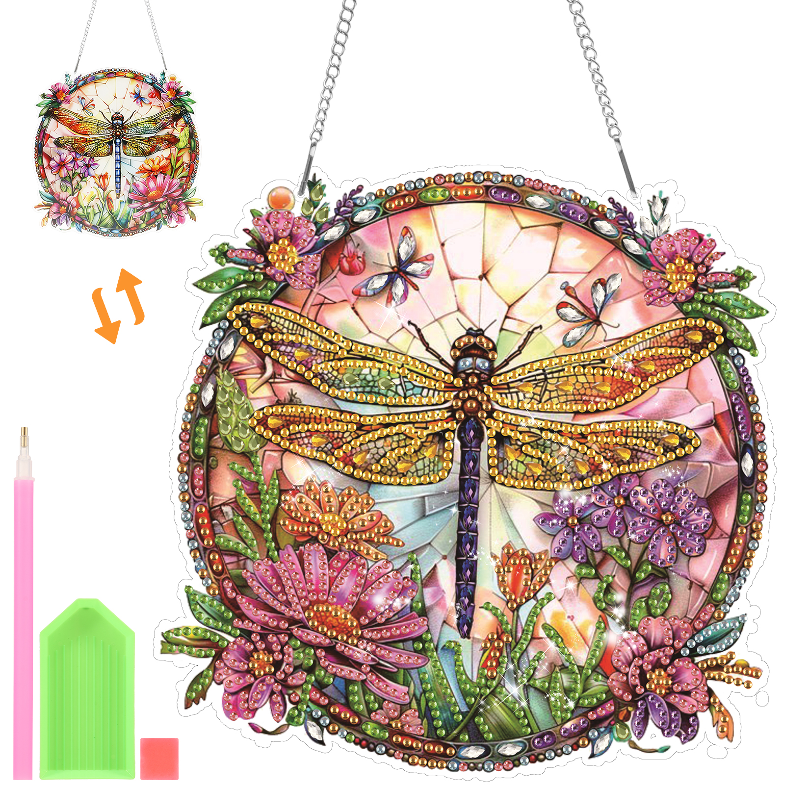 Diamond Art Kits for Adults Pendant Suncatcher, Double-Sided Acrylic Window Hanging Decor, Special Shaped Crystal DIY Paint with Diamonds Craft Set, Mother's Day Birthday Gift
