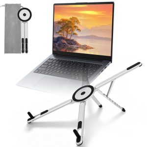 Magnetic Foldable Laptop Stand, Aluminum Laptop Riser, 4 in 1 Computer Riser for Phone, Tablet and Laptop for Desk, Home & Travel