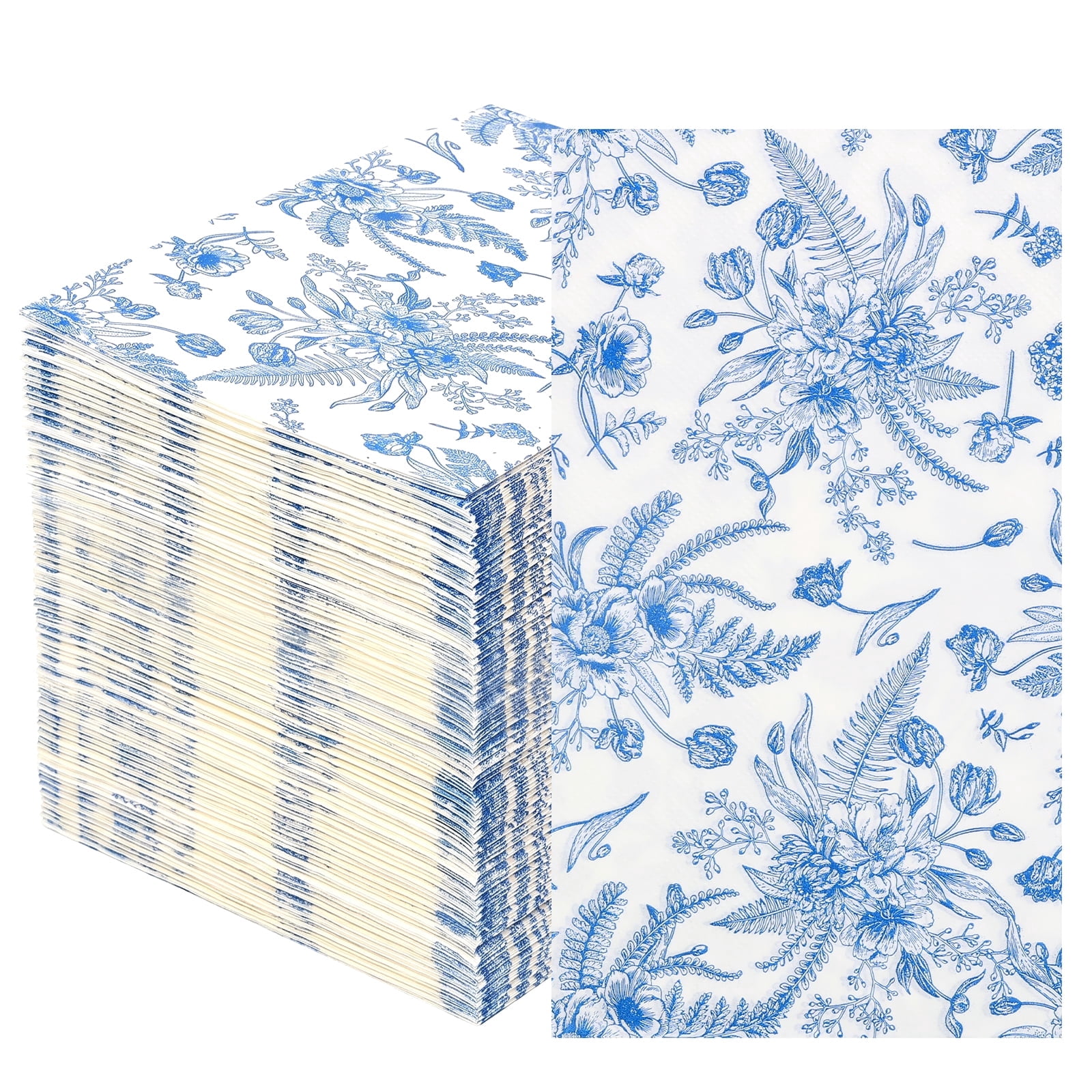 80 Count Printed Napkin 2-Ply Decorative Napkin Party Table Decoration Virgin Wood Pulp Guest Napkins for Bridal Shower Banquet, Folding 7.87x4.33 inch