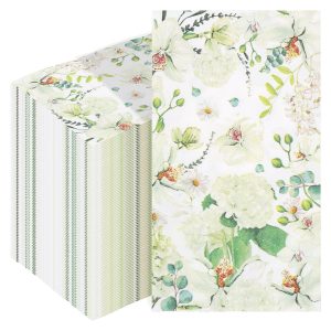 120 Count Watercolor Floral Guest Napkins, 2-Ply Disposable Floral Paper Towels for Bathroom, Wedding, Picnic, Birthday Celebration and Home Decoration, Folding 7.87x4.33 inch