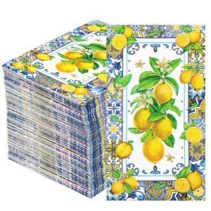 80 Count Watercolor Floral Napkins, 2-Ply Disposable Guest Towels for Bathroom and Dinner, Decorative Paper Napkins for Spring Party and Wedding, Folding 7.87x4.33 inch