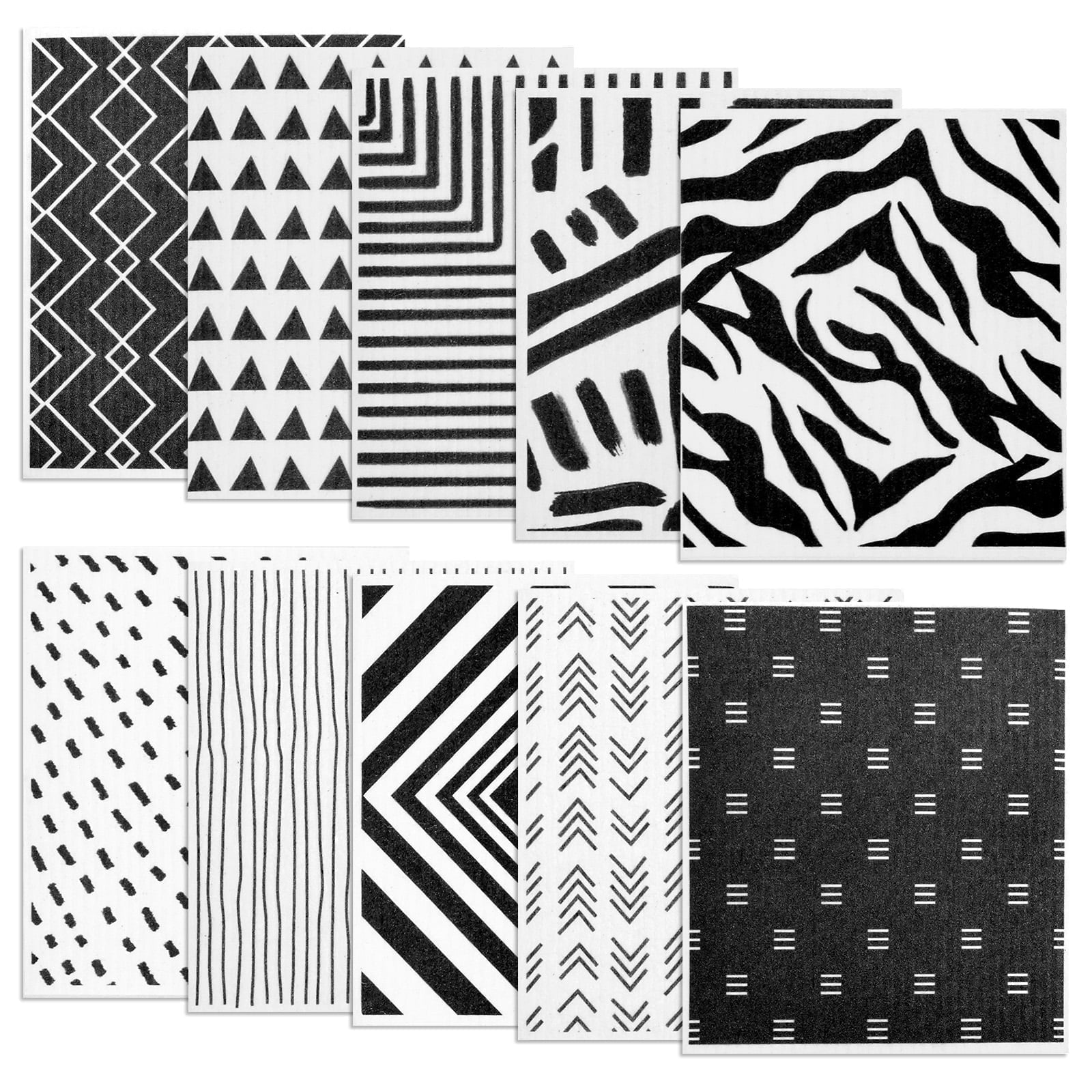 10 Pack Swedish Dishcloths, Reusable Paper Towels Alternative, Odorless Cellulose Sponge Cloth for Kitchen Cleaning