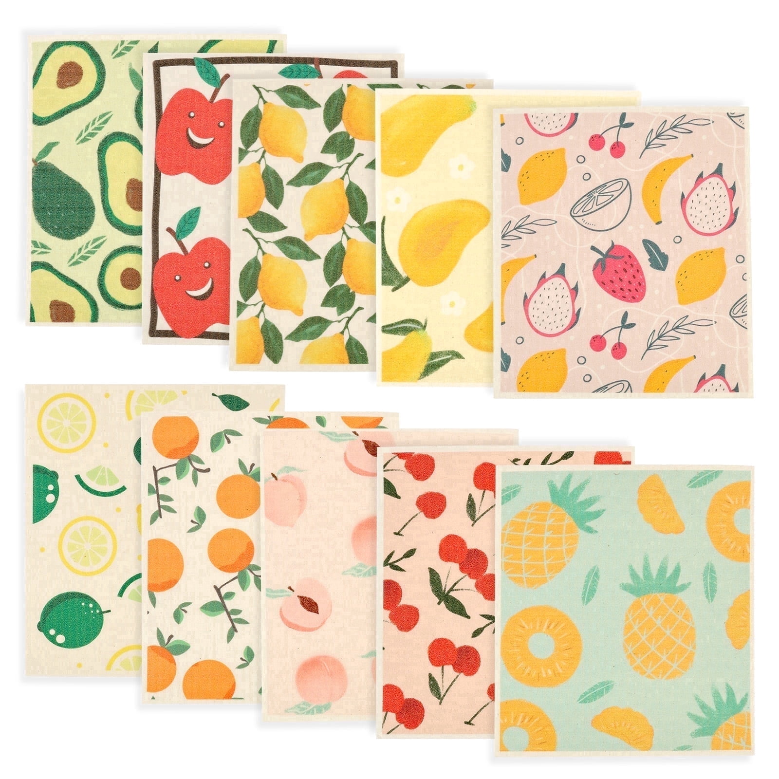 10 Pcs Swedish Dishcloth High Water Absorbency Reusable Dish Cloth Quick Drying Dish Towel for Kitchen Countertop Tableware Tile Bathtub Mirror