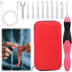 Lighted Crochet Hook Set 9 Sizes Light Up Knitting Hooks with Zipper Organizer Bag Rechargeable Crochet Hook with Light 0.1 to 0.26 in